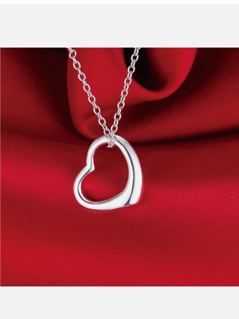 Hot Romantic heart pendant 925 sterling silver Plated necklace women jewelry